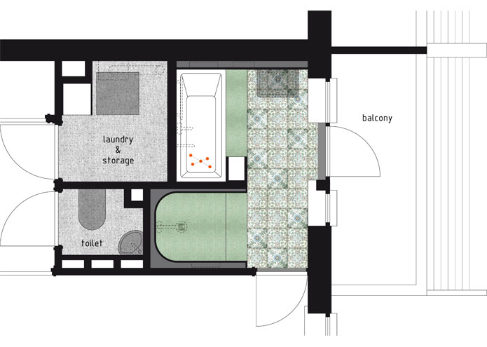floor plan with antique tiles and mosaic - photo 2